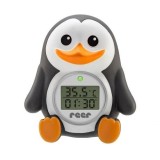 Termometru digital de baie si camera MyHappyPingu, cu ceas, Reer 24041 Children SafetyCare