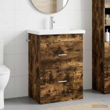 Cumpara ieftin Set de mobilier pentru baie Stejar fumuriu 61 x 40 x 84,5 cm
