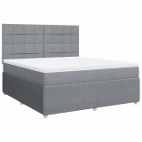 Cumpara ieftin Pat continental, gri deschis, 180x200 cm, material textil