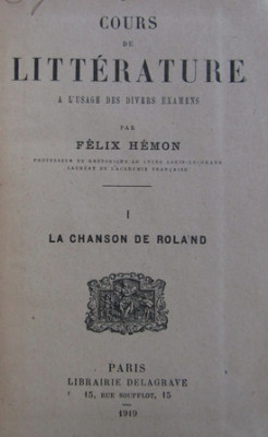 Felix Hemon - Cours de litterature Roland, Joinville, Montaigne, Corneille foto