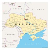 Harta decorativa pentru perete Ucraina, PVC rezistent la apa, design minimalist, 65x65 cm