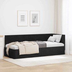 vidaXL Cadru de pat colțar cu headboard Negru 80 x 200 cm Catifea 42016251