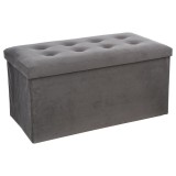 Taburet dublu pliabil Atmosphera Lysandre, MDF si poliester, 76x38x38 cm, gri Household NewTrend