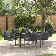 vidaXL Set de masă pentru grădină 7 pcs Negru Rattan poli 3379104