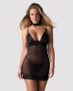 Babydoll Sexy Cu Dantela Si Chilotei Snur Donarella, Negru, M/L, Obsessive