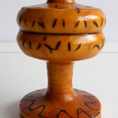 Miniatura artizanala Sfesnic din lemn, arta mestesugareasca anii 70 Epoca de Aur