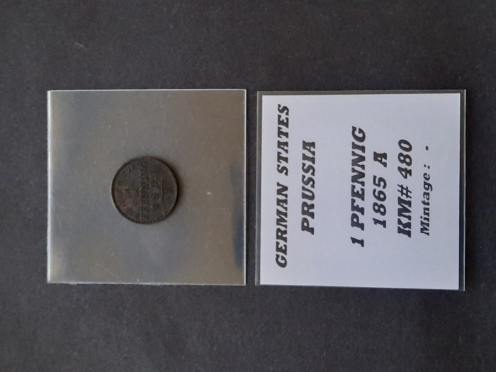 1 Pfennig 1865 A, Statele germane (Prusia) - A 4007