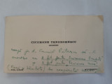Autograf pe Carte de vizita Cicerone Theodorescu catre CAMIL PETRESCU
