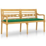 Cumpara ieftin Banca Batavia cu perna verde, 150 cm, lemn masiv de tec