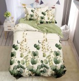 Lenjerie De Pat Jack Xf069, Bumbac, 4 Piese, Fara Elastic, Imprimeu, Verde