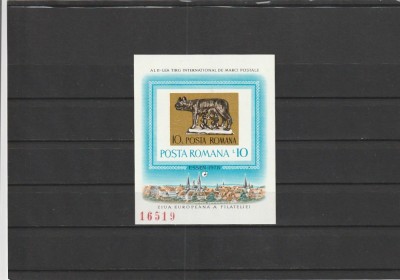 ROMANIA 1978 LP 968 TARGUL FILATELIC INTERNATIONAL ESSEN COLITA NEDANTELATA MNH NESTAMPILATA foto