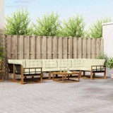 vidaXL Set de canapele de exterior cu pernă 8 pcs Natural și Crem 3369293
