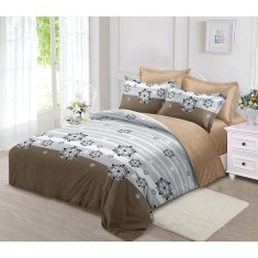 Lenjerie de pat pentru o persoana cu husa de perna patrata, Makeeda, bumbac mercerizat, multicolor