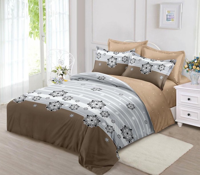 Lenjerie de pat pentru o persoana cu 2 huse de perna dreptunghiulara, Makeeda, bumbac mercerizat, multicolor