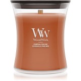 Woodwick Pumpkin Praline lum&acirc;nare parfumată cu fitil din lemn 275 g