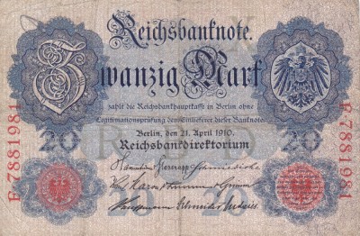 GERMANIA 20 marci 1910 VF!!! foto