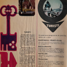 1971 Reclamă Turism camping FAGET CLUJcomunism, epoca aur, 24 x 20 cm vacante