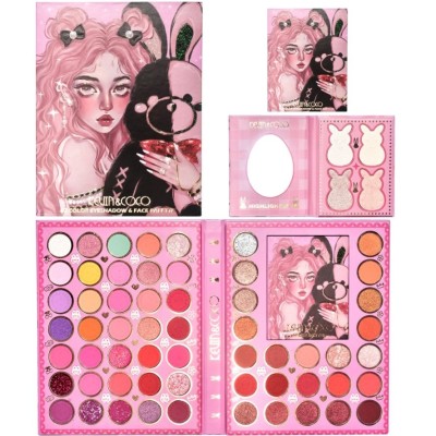 Set farduri 2 in 1 kevin&amp;amp;coco, paleta 62 nuante, mini paleta iluminator tip carte, rezistenta ridicata, 22 x 17 cm, 430 g, multicolor foto