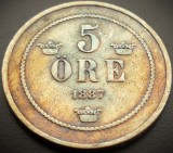 Cumpara ieftin Moneda istorica 5 ORE - SUEDIA, anul 1887 * cod 2411, Europa, Bronz