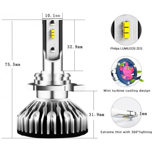 Set de becuri led auto F2 CSP Zes H7 HB4 H11 H8 H9 H16 H1 -