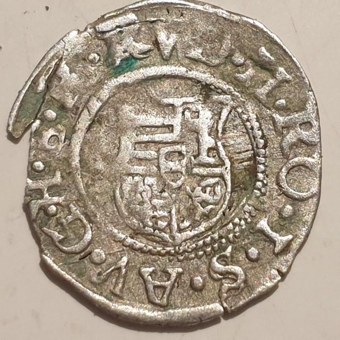 Ungaria 1 denar 1580 KB argint Rudolf ll