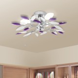 Lustră cu frunze cristal acrilic, alb/violet, pentru 3 becuri E14, vidaXL