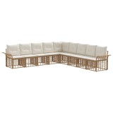 vidaXL Set de canapele de exterior 9 pcs Alb Natural și Crem Poliester 3437704