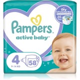 Pampers Active Baby Size 4 scutece de unică folosință 9-14 kg 58 buc