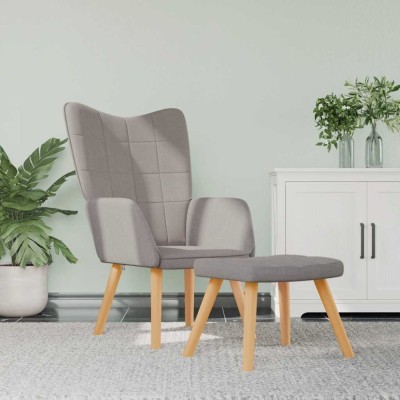 Scaun de relaxare cu taburet,taupe, textil foto