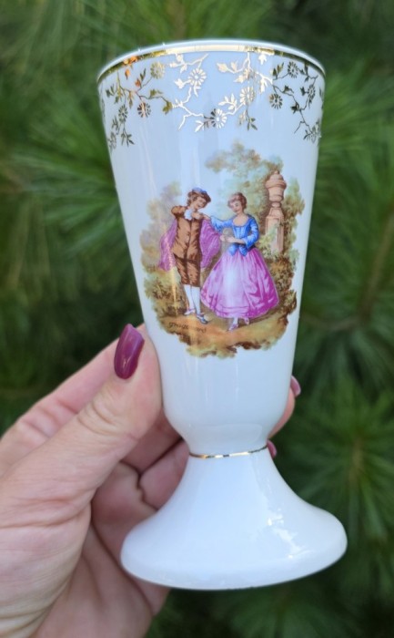 PAHAR VINTAGE TIP POCAL DIN PORȚELAN LIMOGES FRANȚA