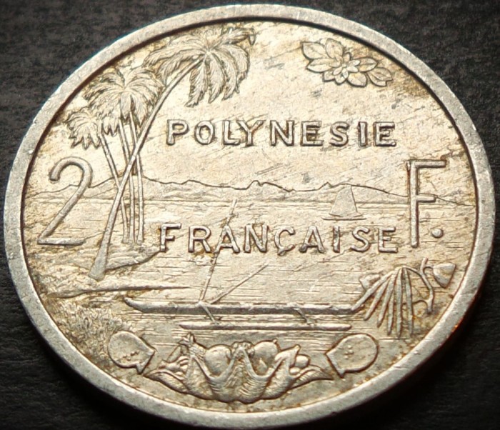 Moneda exotica 2 FRANCI - POLYNESIE / POLINEZIA, anul 1984 * cod 4632 A