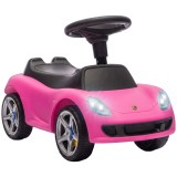 AIYAPLAY Mașină de &icirc;mpins pentru copii Porsche, vehicul cu claxon, lumină și sunete de motor, pentru 18&ndash;36 luni, Roz | Aosom Romania