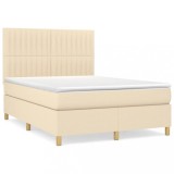 Cumpara ieftin Pat continental cu saltea, crem, 140x200 cm, material textil