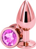 Dop Anal Charm Anal Plug Medium, Rose Gold, Piatra Roz Deschis, Passion Labs