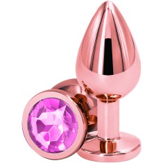 Dop Anal Charm Anal Plug Medium, Rose Gold, Piatra Roz Deschis, Passion Labs