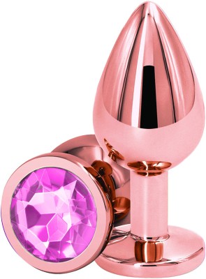 Dop Anal Charm Anal Plug Medium, Rose Gold, Piatra Roz Deschis, Passion Labs foto
