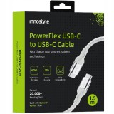 Innostyle Powerflex Usb-C Cablu De &Icirc;ncărcare Rapidă Pentru Iphone Samsung 3A 60W Kevlar 60W 2M Argint