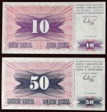 BOSNIA HERTEGOVINA set / lot 10 + 50 dinara 1992 UNC necirculate **