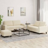 vidaXL Set de canapele, 3 piese, crem, material