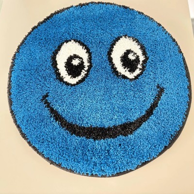 Covor Rotund Camera Copii Model Smile 12003A-3313, Marime 67 x 67 cm, Albastru Inchis, Inaltime Fir 30 mm, Antialergic, Polipropilena, Gradinita, Cres foto
