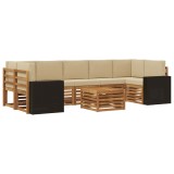 vidaXL Set de canapele de exterior cu pernă 8 pcs Natural și Bej 3384154