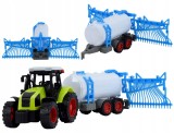Tractor agricol cu remorcă, set fermă, plastic, scara 1:16, cu propulsie prin fricțiune