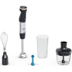 Mixer vertical Tefal Quickchef+ HB67E830, 1000 W, 20 viteze, Turbo, Tocator 500 ml, Pahar gradat 800 ml, Tel, Lame zdrobit gheata, Negru/Argintiu