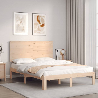Cadru de pat cu tablie, dublu, lemn masiv GartenMobel Dekor foto