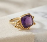 Cumpara ieftin Inel din Argint 925 Placat cu Aur, Stil Artizanal cu Zirconia Violet Ametist