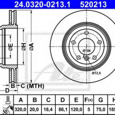 Disc frana BMW Seria 5 (E60) (2003 - 2010) ATE 24.0320-0213.1