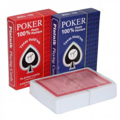 Carti de joc - Poker Texas Hold'em 100% plastic (Albastru/Rosu) | Piatnik