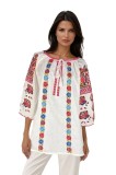 Bluza dama tip ie 257 alb optic/rosu , marimea 2XL, Casual, Bumbac