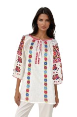 Bluza dama tip ie 257 alb optic/rosu , marimea 3XL