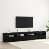 VidaXL Cabinete TV 2 buc cu lumini LED din stejar negru și lemn ingineresc
